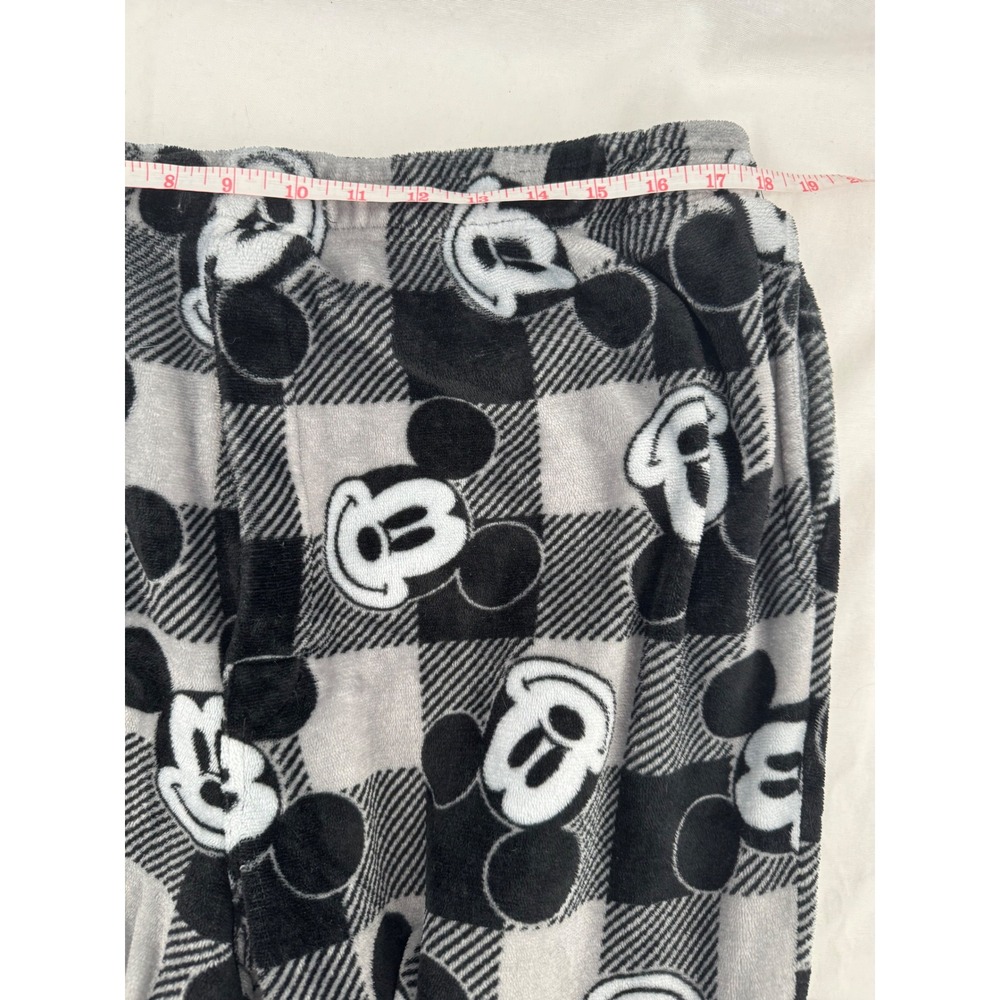 Disney Mickey Mouse Pajama Pants Mens XL Grey Plaid Fleece Lounge Sleepwear - Picture 3 of 4